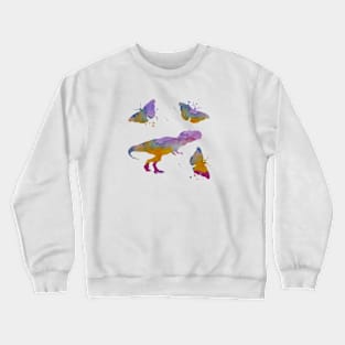 T-Rex Art, Tyrannosaurus Art, Dinosaur and Butterflies Crewneck Sweatshirt